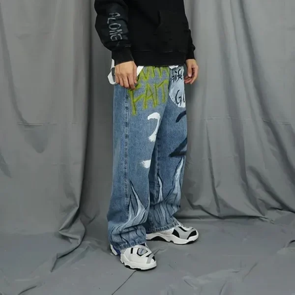 Handpainted Customized Street Style Men's Denim Jeans - Image 6