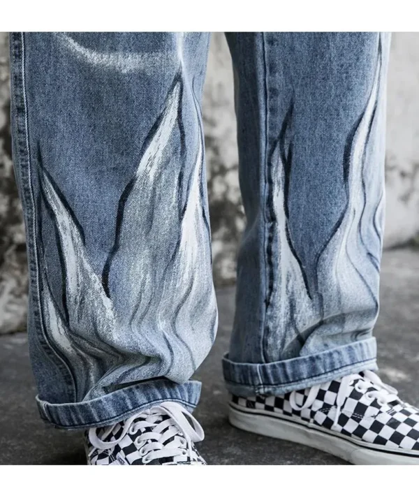 Handpainted Customized Street Style Men's Denim Jeans - Image 2