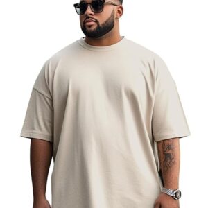 Oversized Fit Drop Shoulder Solid Core Plus Size Plus Size T-Shirt for Men