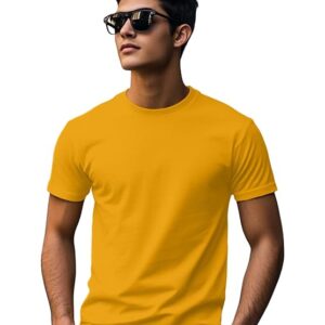 Regular Fit Half Sleeves Round Neck Solid Pure Cotton T-Shirt for Men