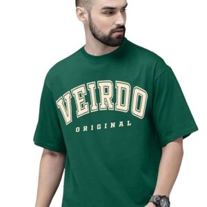 Veirdo® Pure Cotton Green, Royal Blue, Red, Navy Blue & Swan White Oversized Fit Originals Typographic Printed Half Sleeve T-Shirt for Men & Boys