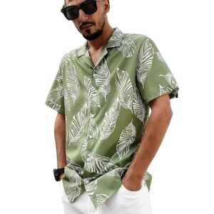 LookMark Men's Print Vibrant Printed Half Sleeve Loose Fit Casual Shirt in Cotton Blend – Perfect for Beach Days, Everyday Comfort, and Effortless Style