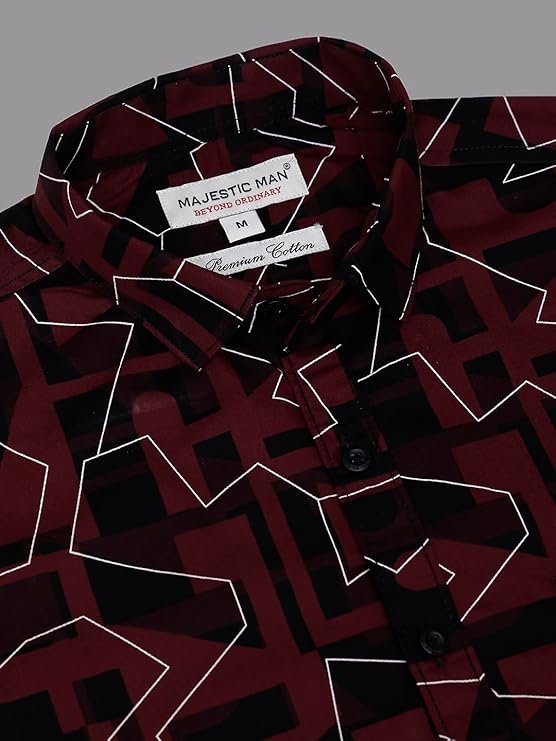 Majestic Man Slim Fit Printed Pure Cotton Casual Half Sleeve Shirt
