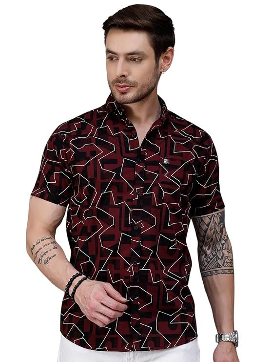 Majestic Man Slim Fit Printed Pure Cotton Casual Half Sleeve Shirt - Image 5