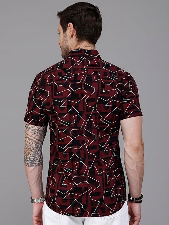 Majestic Man Slim Fit Printed Pure Cotton Casual Half Sleeve Shirt - Image 3