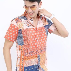 Highlander Men's’s Floral Print Shirt | Half Sleeves | Bold & Elegant Design a Fresh & Stylish Look