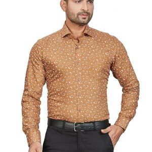DUKUL Men' Long Sleeve Formal Classic Floral Print Shirt | Regular Fit | Stylish & Comfortable | Soft Cotton | Machine Washable | Perfect for Business & Office